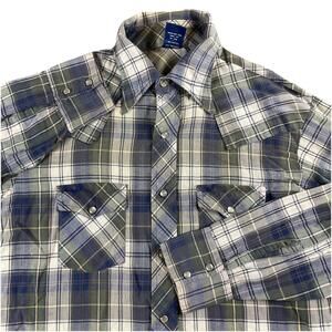 Vintage Sears The Jean Joint Western Long Sleeve Pearl Snap Men's XL 17- 17.5